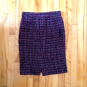 J Crew maple tweed no 2 pencil skirt size 00 (burgundy and navy)